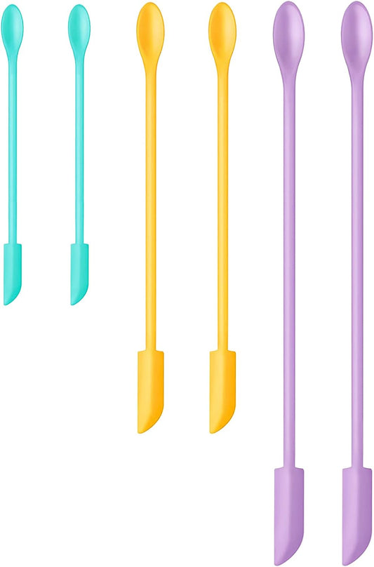 Silicone Spatula Set (6Pcs) - Mini Scraper Tool for Beauty & Food - Reach Every Last Drop, Multi-Size Spatulas for Makeup Jars, Lotion Bottles & Kitchen Containers