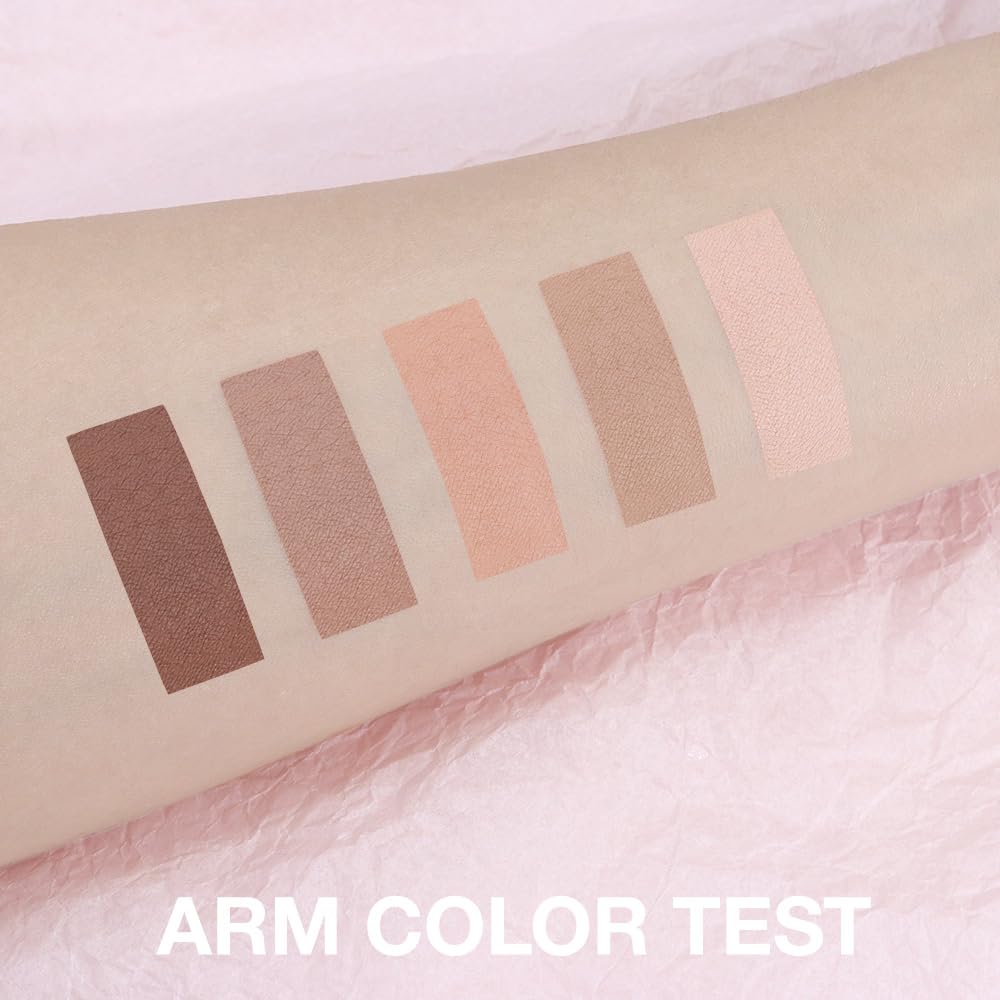 AMY'S DIARY Neutral Nude Brown Eyeshadow Palette Makeup, 5 Colors Cool-Toned Velvety Matte Finish, Nude Taupe Eye Shadows, for Brown Eyes Long Lasting Naturing-Looking (#01)