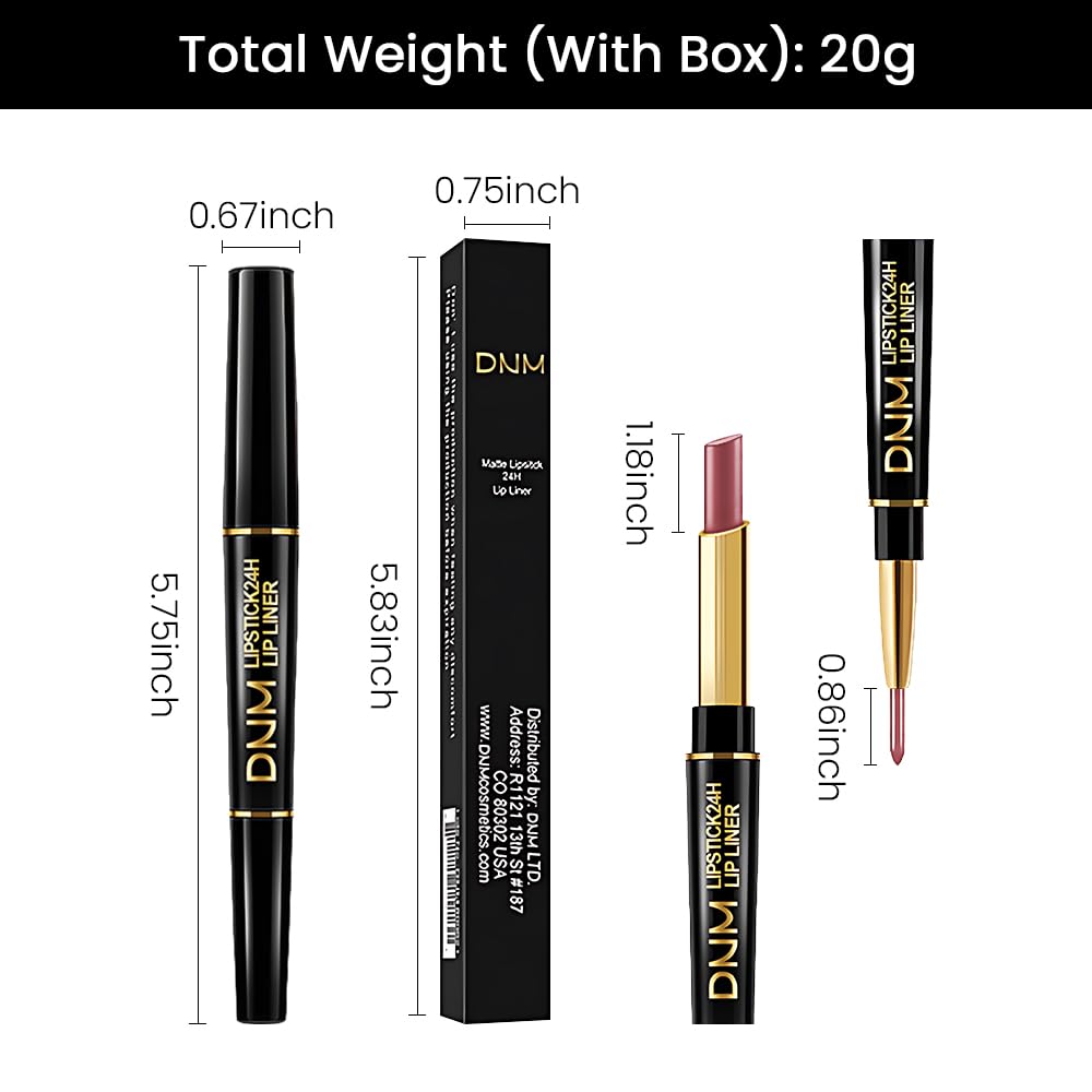 Kaely 2-in-1 Light Mauve Red Matte Lip Liner & Lipstick Combo Set Kit for Women, Magic Neutral Lipstick 24 Hours Original Lips Liner Pencil Stain Makeup Long Lasting Waterproof 22