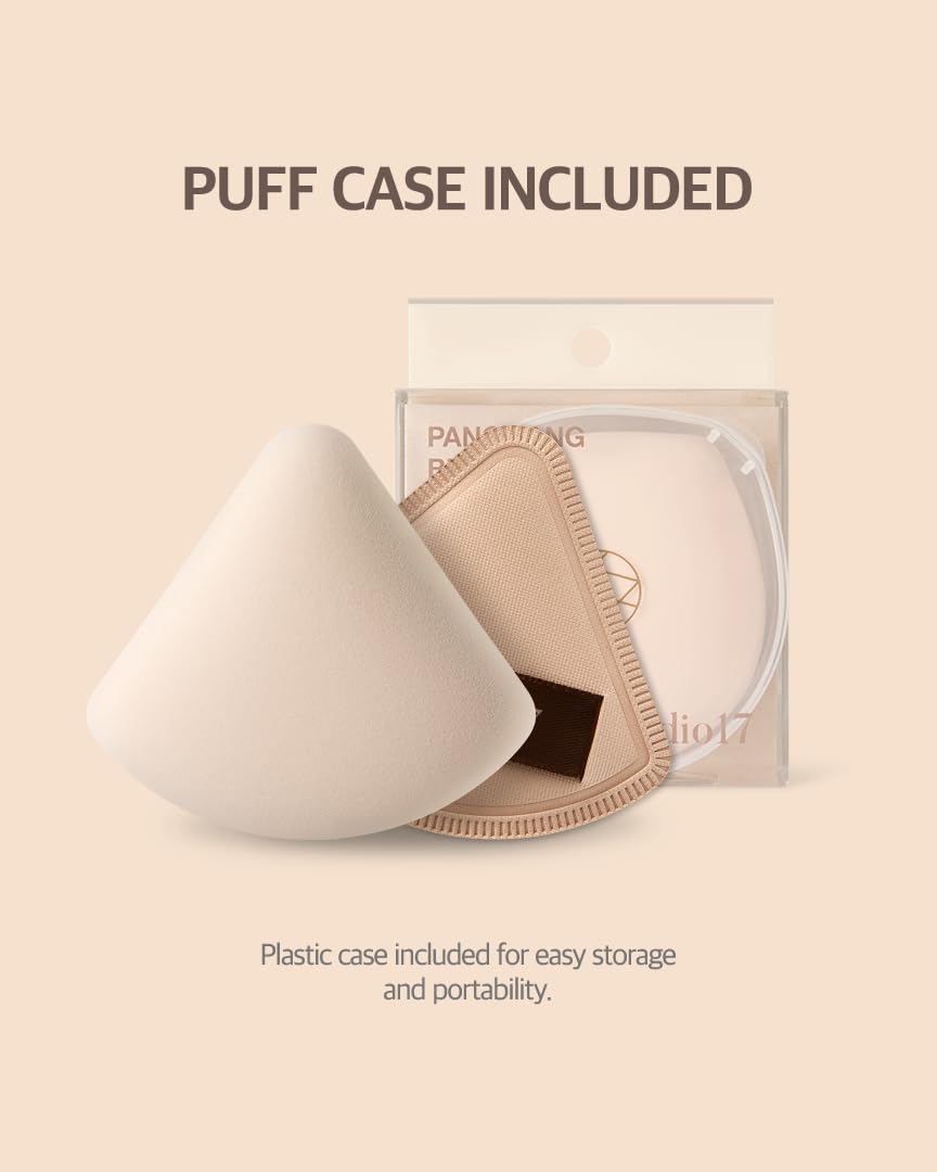 Pang Pang Tringle Makeup Powder Puff 1 Pc | Latex Big Makeup Sponge for Foundation | Fluffy Cushion Puff with Narrow Tip | Korean Makeup Puff for Foundation and Powder | 2.2In Diamater