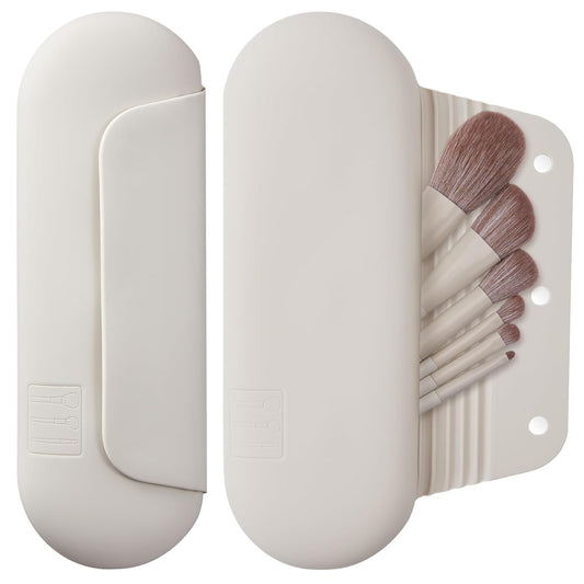 Silicone Makeup Brush Holder Travel Cosmetic Bag：Soft Portable Cosmetic Face Brushes Holder with Upgrade Anti-Fall Out Magnetic Closure, Large Travel Makeup Brush Case - Starlight