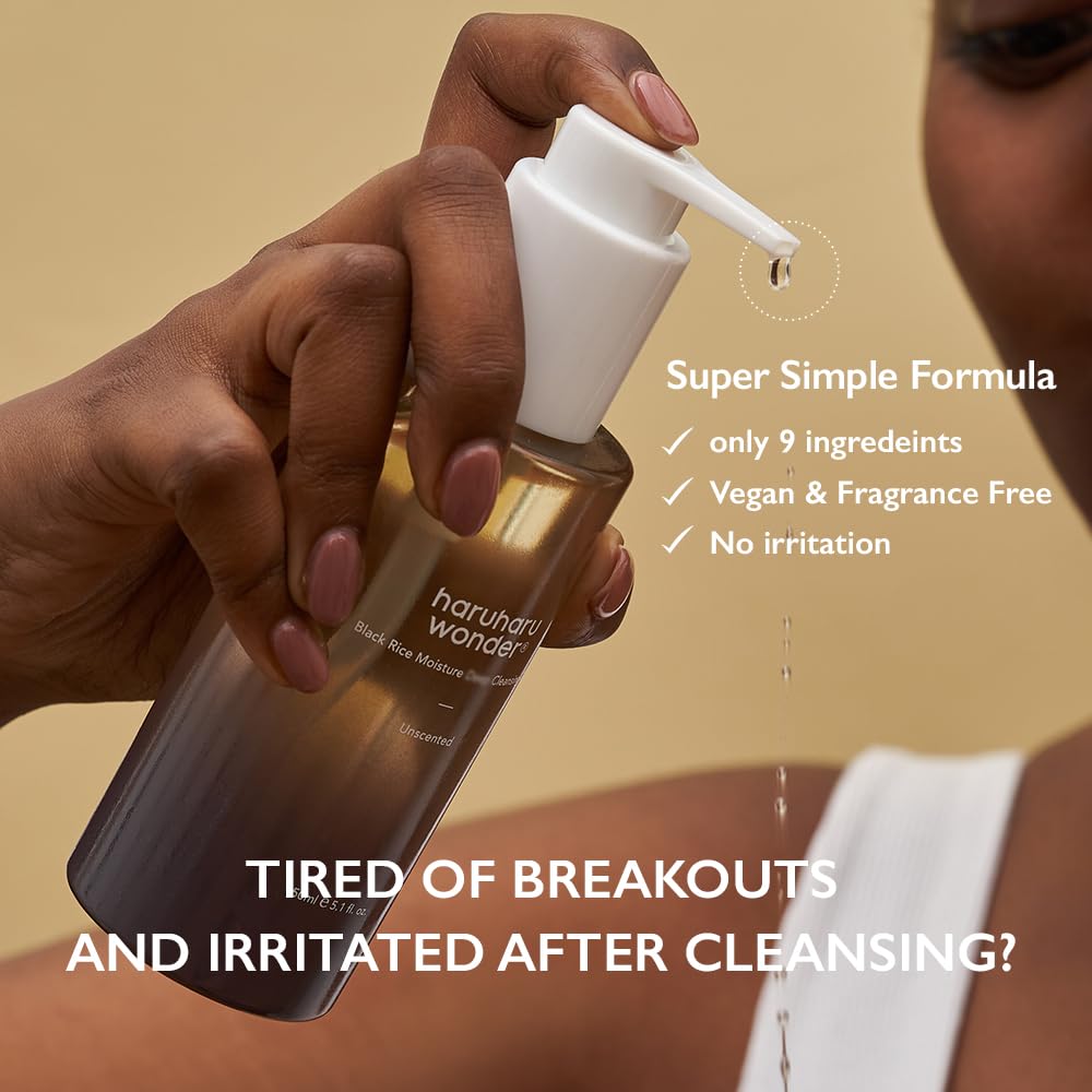 HARUHARU wonder Black Rice Moisture Cleansing Oil, Travel Size, Double Cleansing, Daily Makeup remover, Pore Oil Cleanser, Korean Skincare for sensitive, normal and Oily Skin, 1.0 fl oz