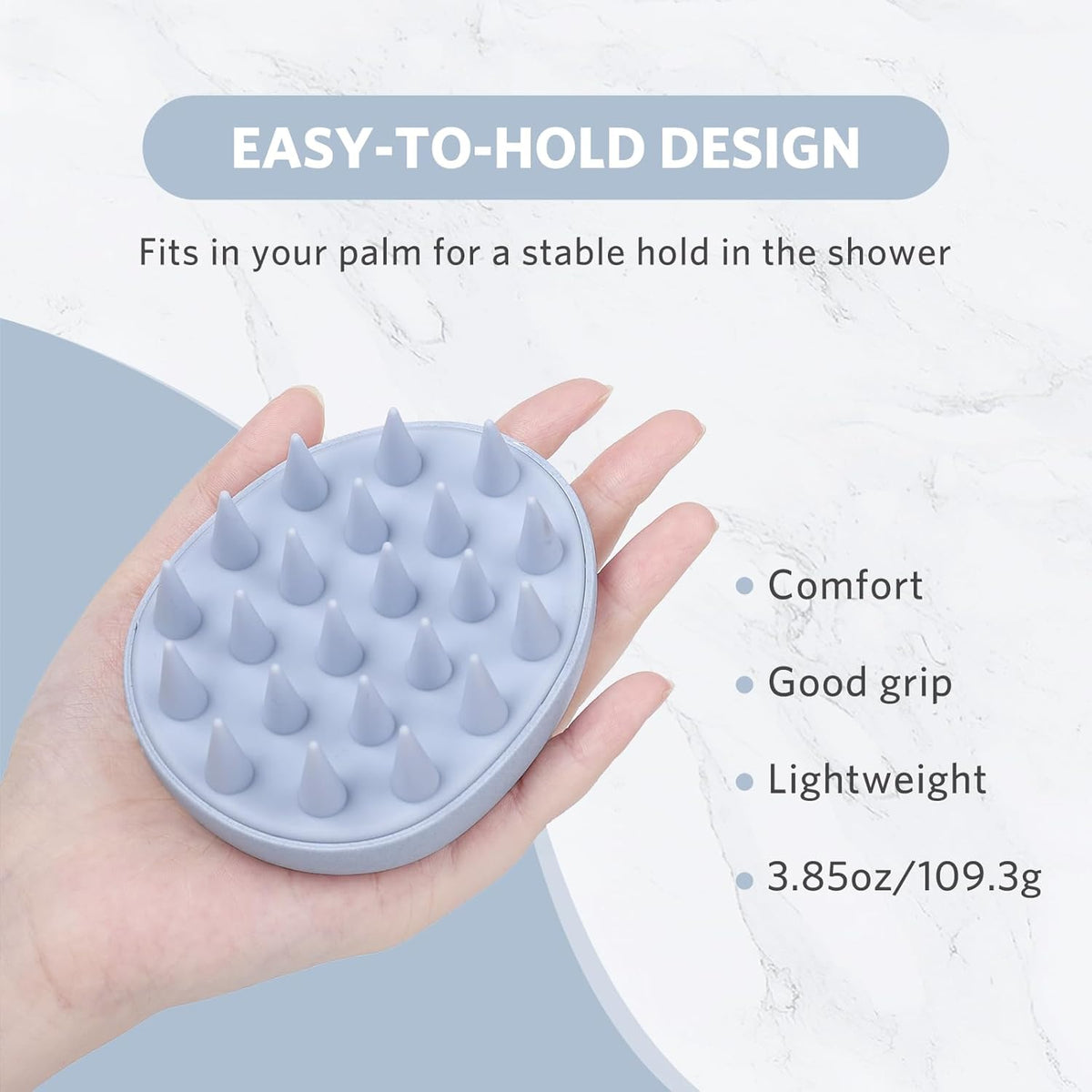 Sndyi Scalp Massager Shampoo Brush, Scalp Scrubber with Soft Silicone Bristles, Scalp Exfoliator for Dandruff Removal, Wheat Straw Hair Scalp Massager for Hair Growth, Wet Dry Scalp Brush, Blue