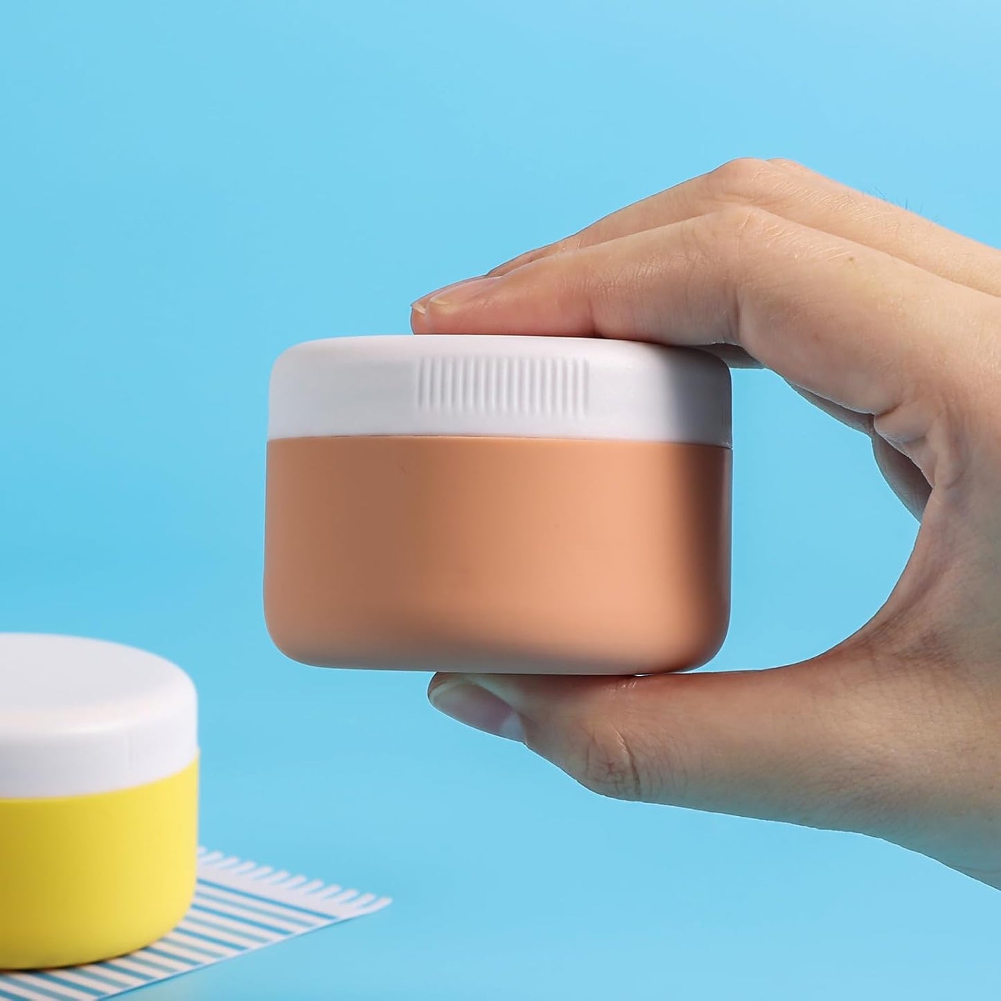 Travel Containers for Toiletries, Silicone Cream Jars BPA-Free, Leak-proof 2oz Travel Size Containers, Portable Size Silicone Jars with Lid for Cosmetic Face Hand Body Cream (4 Pack)