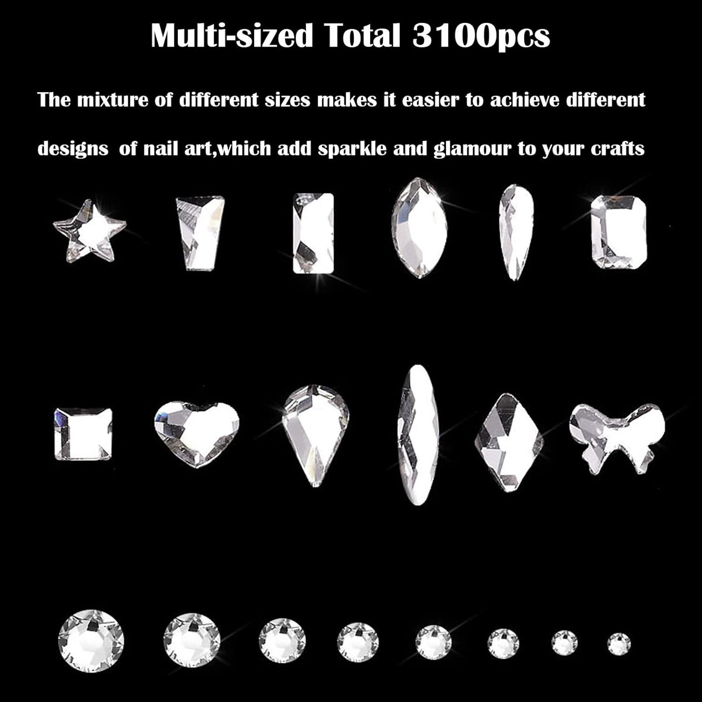Nail Art Rhinestones, Nail Gems and Rhinestones Kit with Wax Pencil Flatback AB Rhinestones for Nails, Crafts, Makeup, Face, Clothes, Shoes