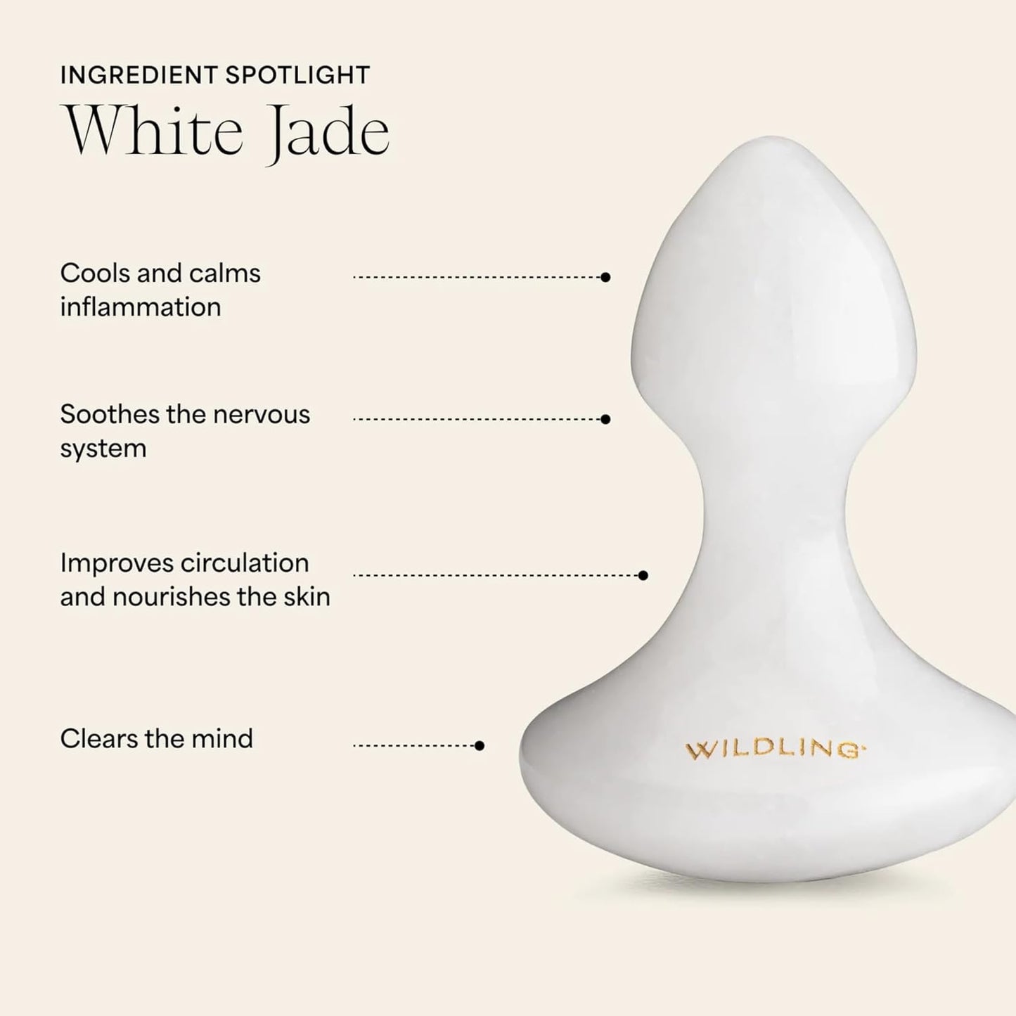 WILDLING Lumin Mushroom | Facial Massage Stone | Made with White Jade | Designed to Cool + De-puff + Calm the Skin | Perfect with Lumin Oil
