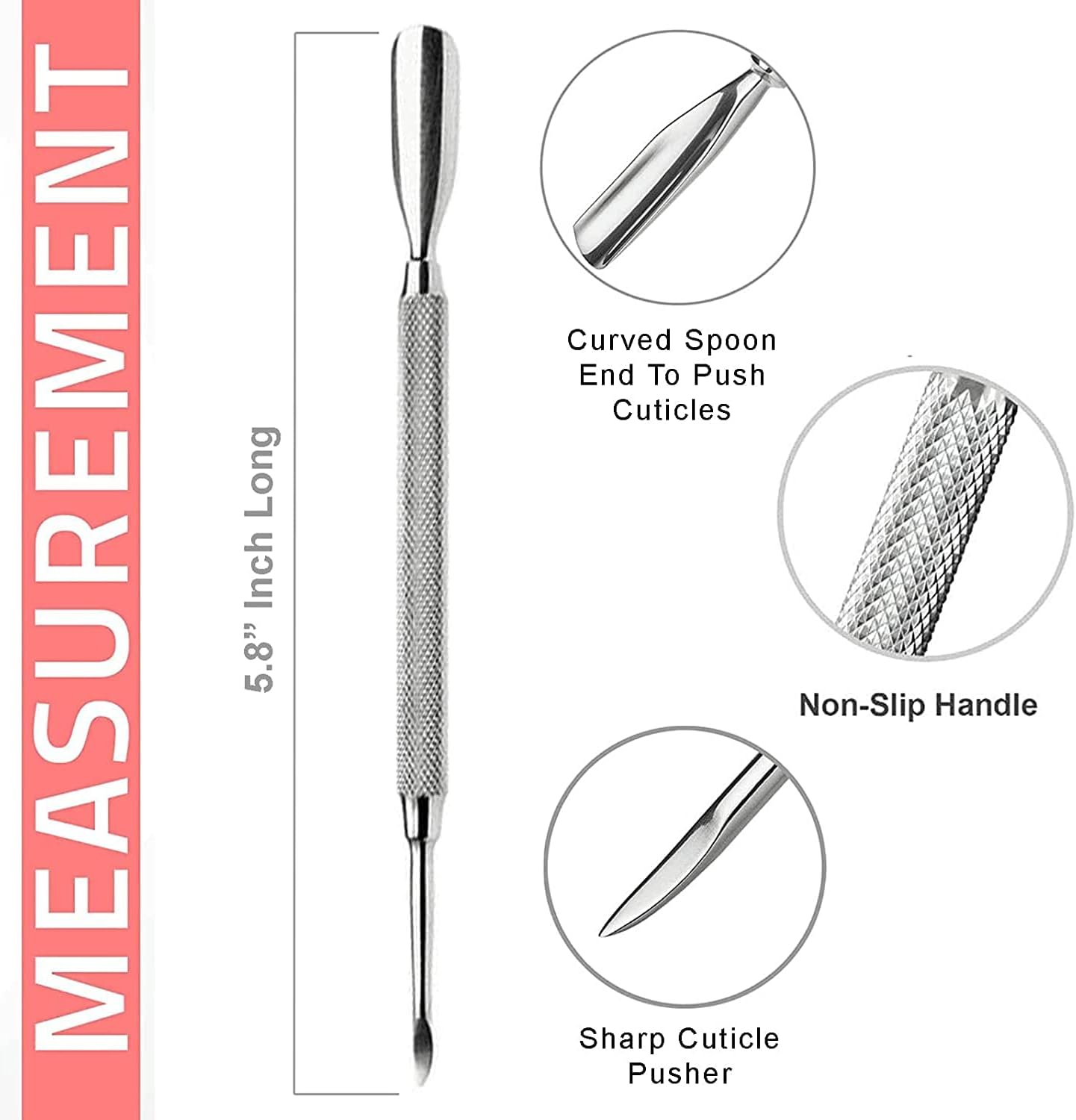 Cuticle Trimmer - Professional Nail Cuticle Nippers Cuticle Pusher Cuticle Cutter Scissors Sharp 3/4 Jaw Remover Clippers Stainless Steel Manicure Pedicure Tools Fingernails Toenails by Krisp Beauty