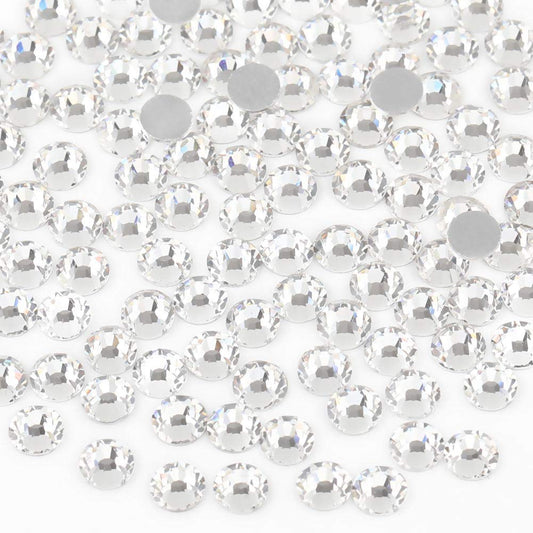 beadsland Flat Back Crystal Rhinestones Round Gems for Nail Art and Craft Glue Fix, Crystal (8.4-8.7mm) SS40/144pcs