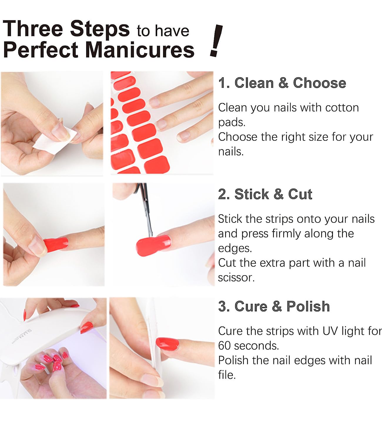 Semi Cured Gel Nail Strips, Rose Gold, Chrome Mirror 20pcs Gel Nails Sticker for Home Nails DIY