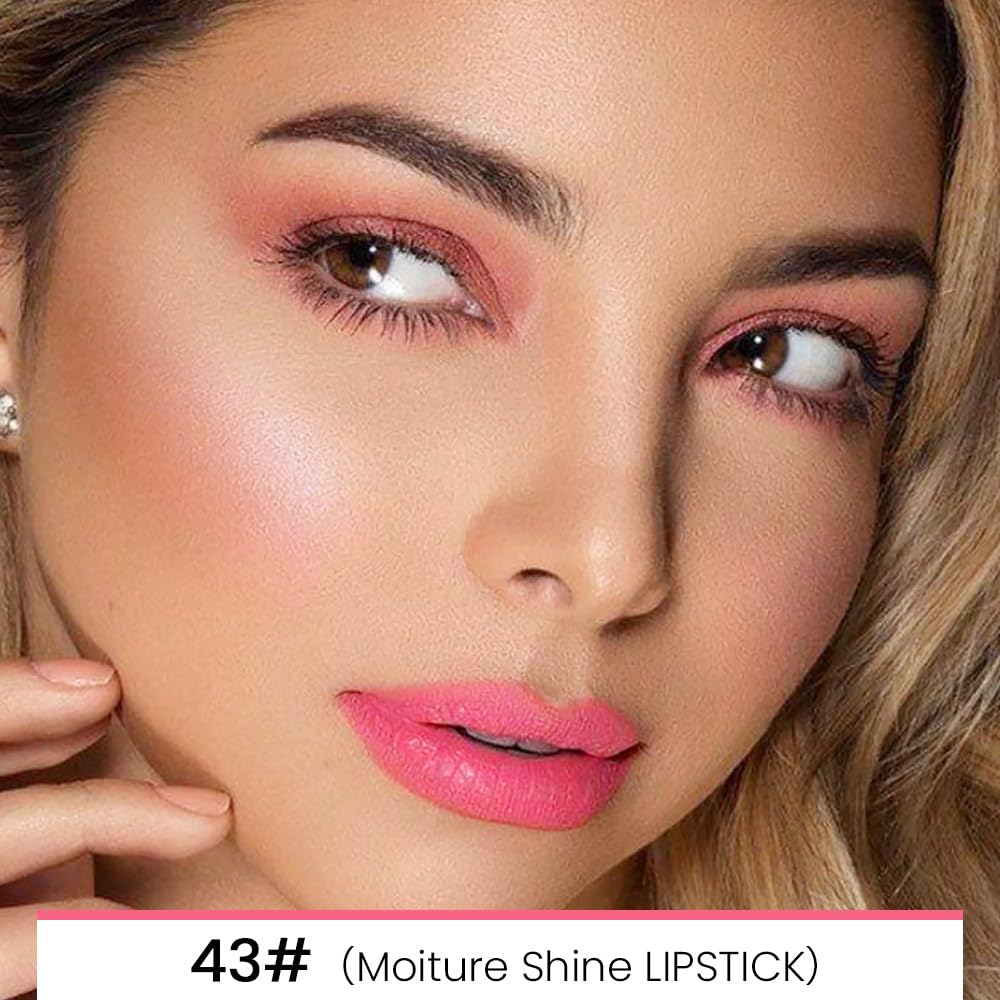 evpct 1Pcs Mauve Warm Pink Shine Lip Liner and Lipstick Combo Set Kit for Women, Moisturizing Glossy Tinted Lip Stick Balm, Sheer Shine Juicy Finish, Lightweight Hydrating Formula Lip Care 43#
