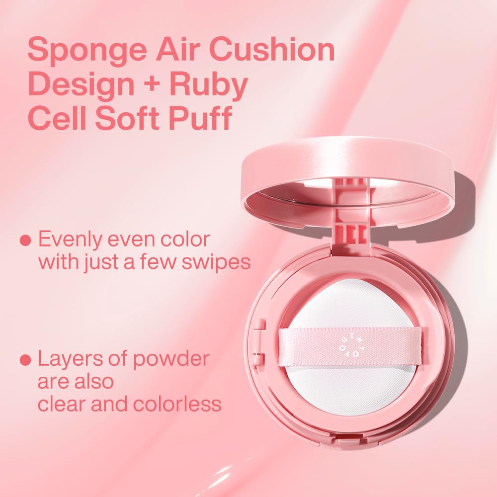 INTO YOU Cream Blush Air Cushion for Cheeks Eyes, Moisturizing, Lightweight, Dewy Finish Face Makeup, Long Wearing, Buildable, Blendable, Pigmented Liquid Blush, for All Skin Tones, Sunlit Peach