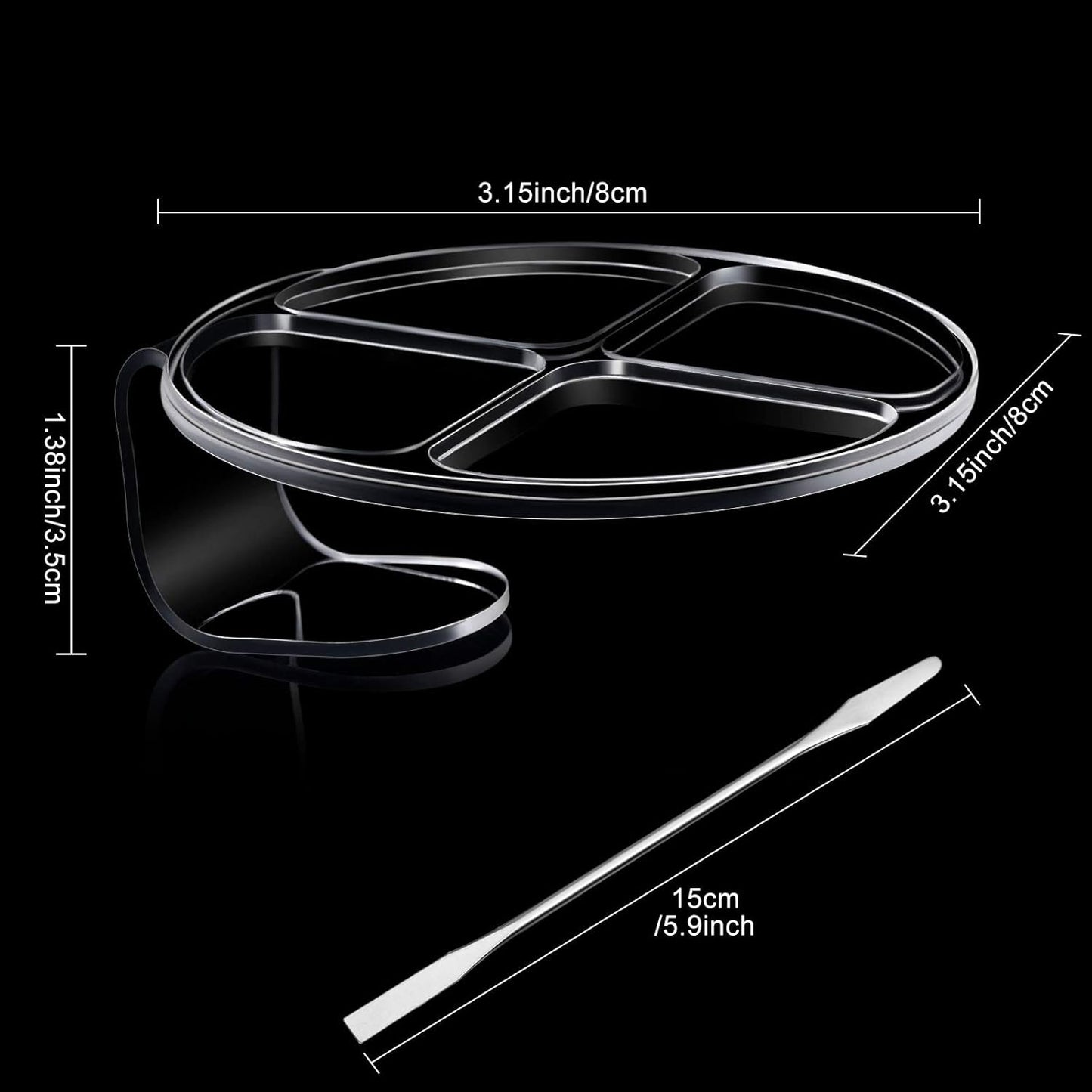 2 Pieces Hand Makeup Mixing Palette Handheld Palette Clear Makeup Cosmetic Palette Nail Art Manicure Palette with 2 Pieces Spatula for Mixing Foundation