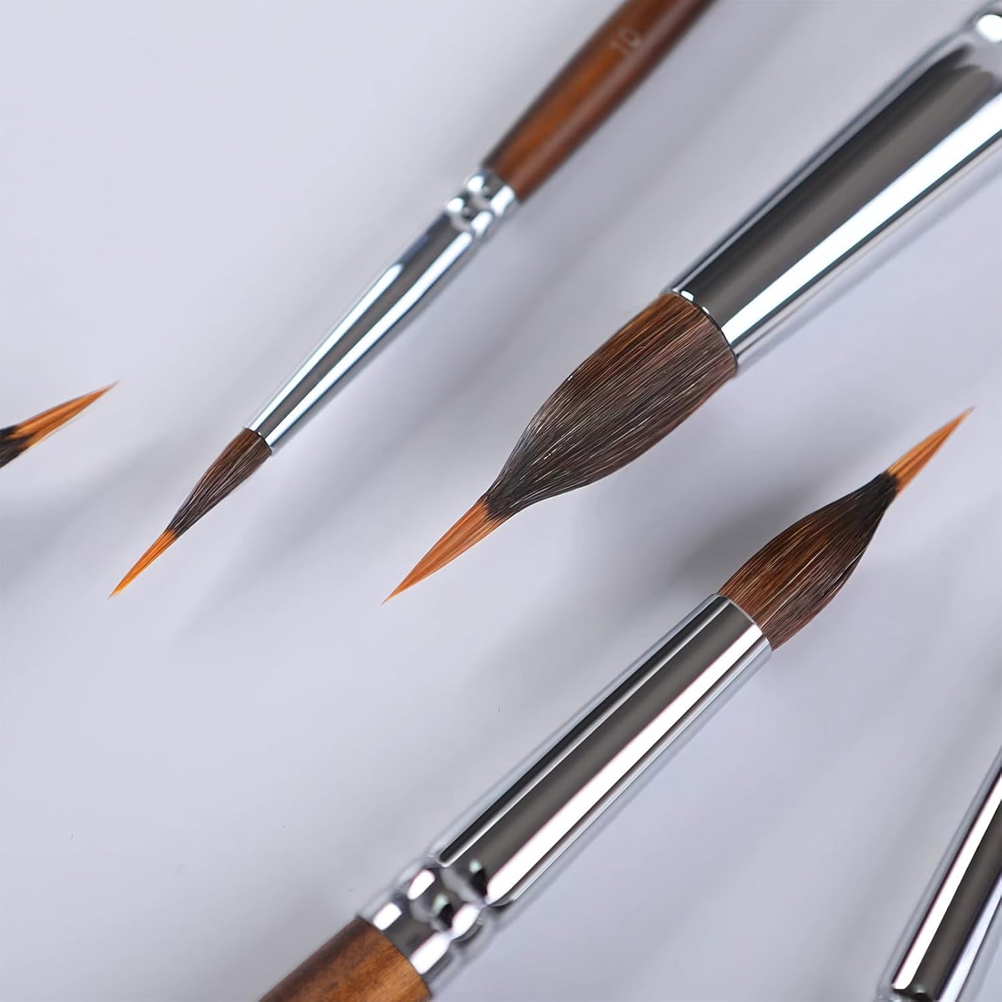 Watercolor Brushes Professional, Fuumuui 6Pcs Extended Needle Point Brushes Synthetic Extra Long Pinhead Brush with Sable Body for Fine Detailing - Watercolor Acrylic Gouache Inks Painting