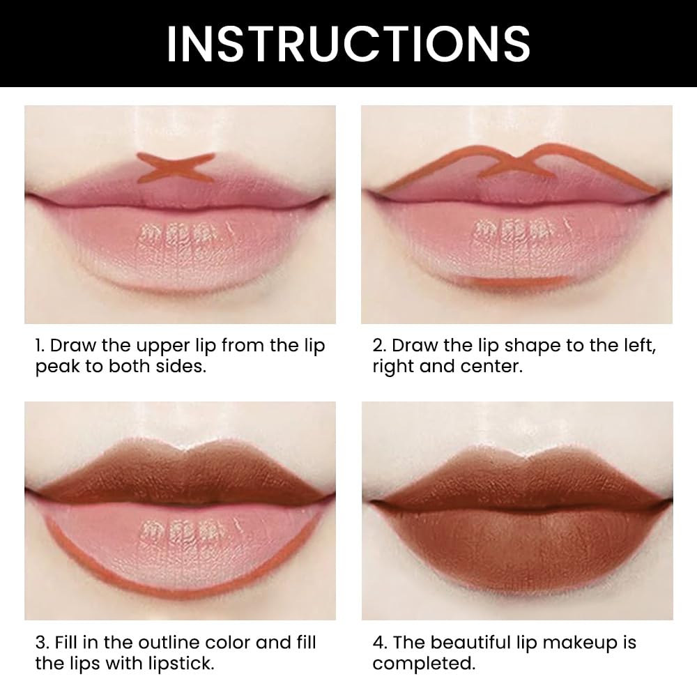 evpct 1Pcs Brown Matte Lip Liner and Lipstick Combo Set Kit for Women, Magic Neutral Lipsticks 24 Hours Original Lipstick and Lips Liner Pencil Stain Gloss Plumper Makeup Long Lasting Waterproof 38