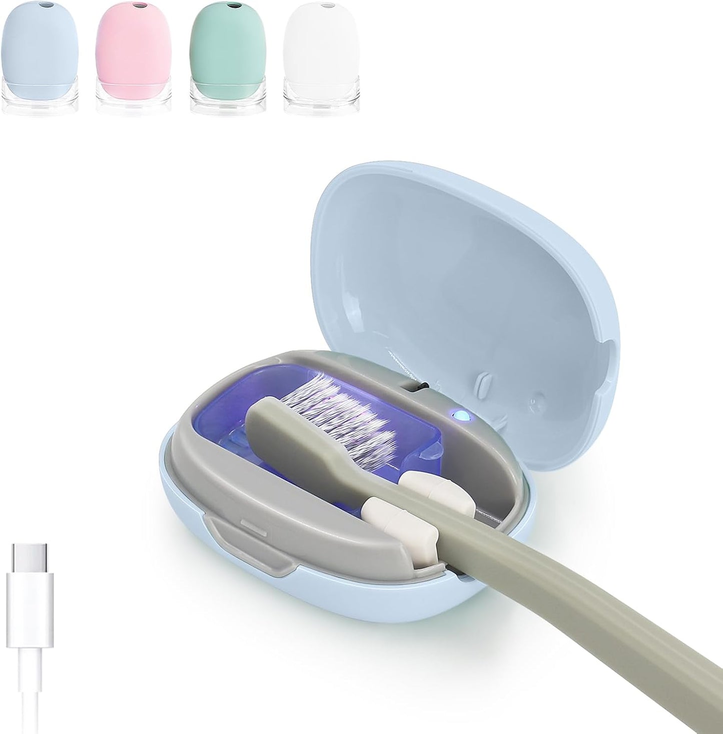 Toothbrush Holder, Toothbrush Cleaner Case, Portable USB Charging Toothbrush Cover with U V-C Light, Travel Toothbrush Holder (Blue)