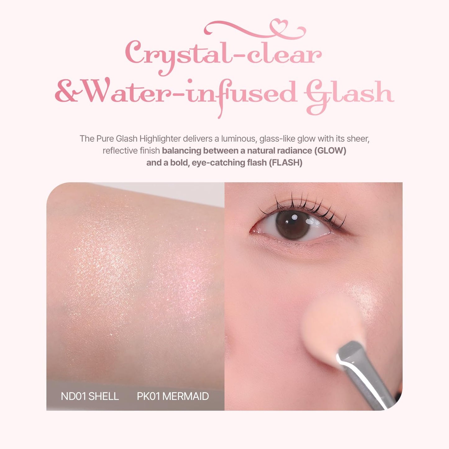 2aN Pure Glash Highlighter WH01 Frosty – Glass-Like Sheen Powder Highlighter for a Natural, Radiant Glow | Buildable, Long-Lasting, Lightweight Formula