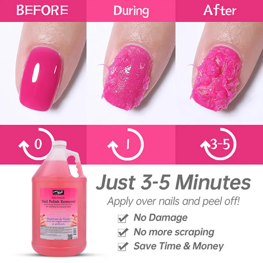 PRONAIL - Non-Acetone Nail Polish Remover Professional, Maximum Strength, 1 Gallon