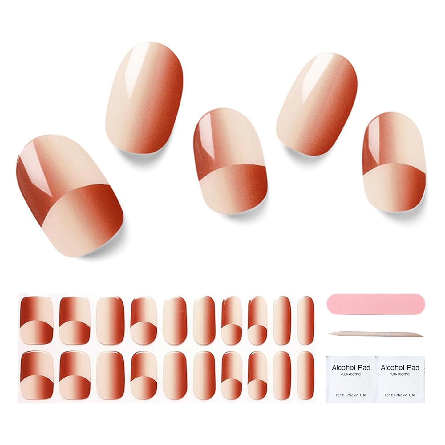 Semi Cured Gel Nail Strips, 20pcs, Long Lasting