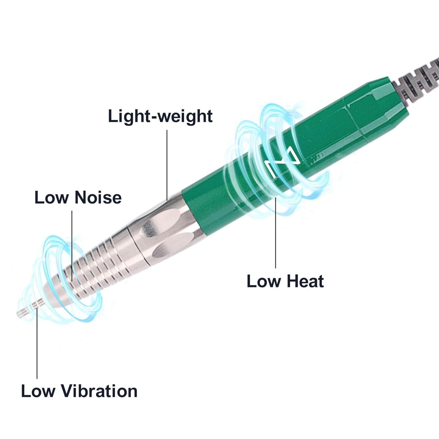M - Max Brushless Motor Nail Drill Handpiece Only - 35K RPM | Machine Not Included | Compatible with M Brushless Nail Drill System (Handpiece - Green)