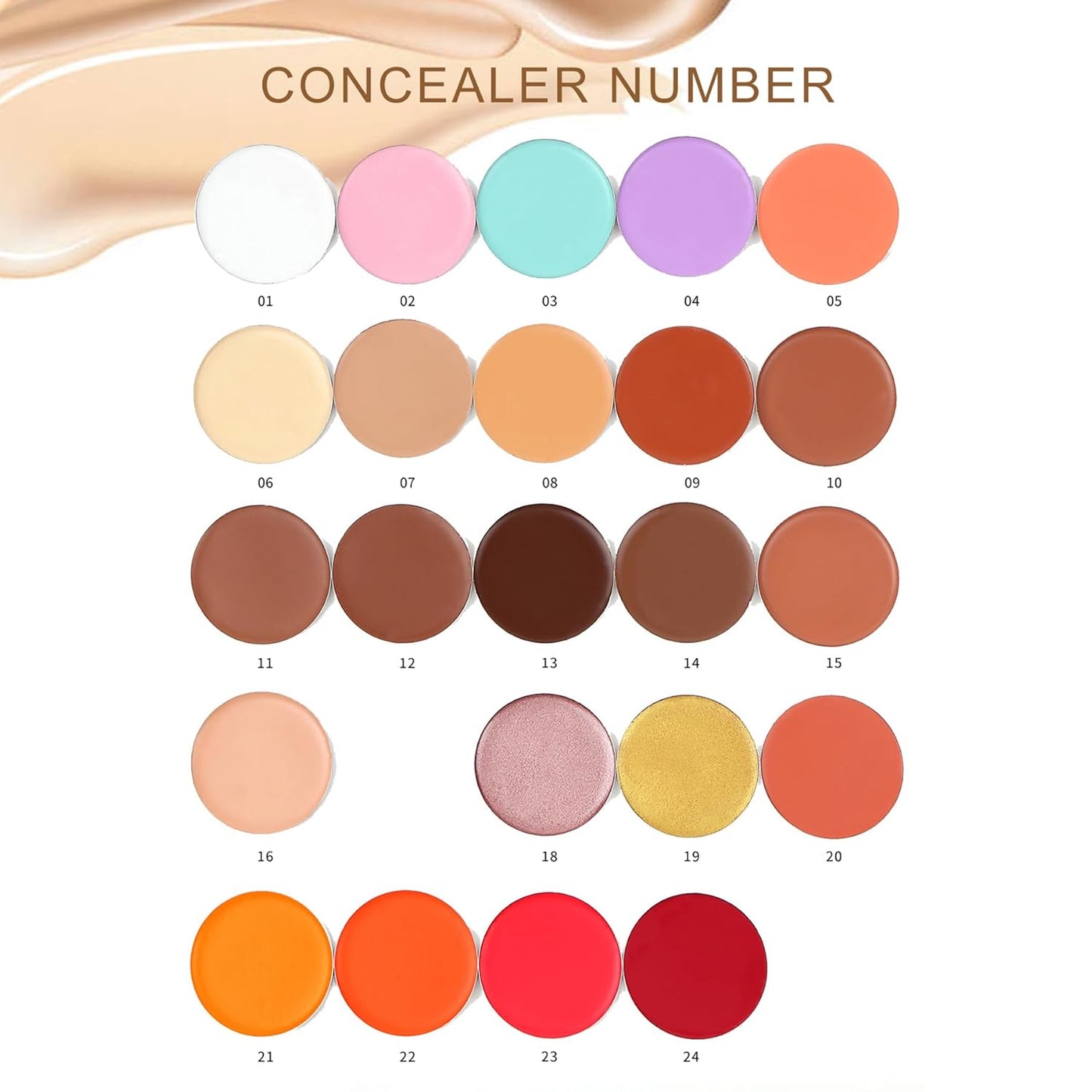 Cream Concealer Corrector Correcting Contour Makeup Set under Eye Concealer Cream Kit for Dark Circles and Blemish 16
