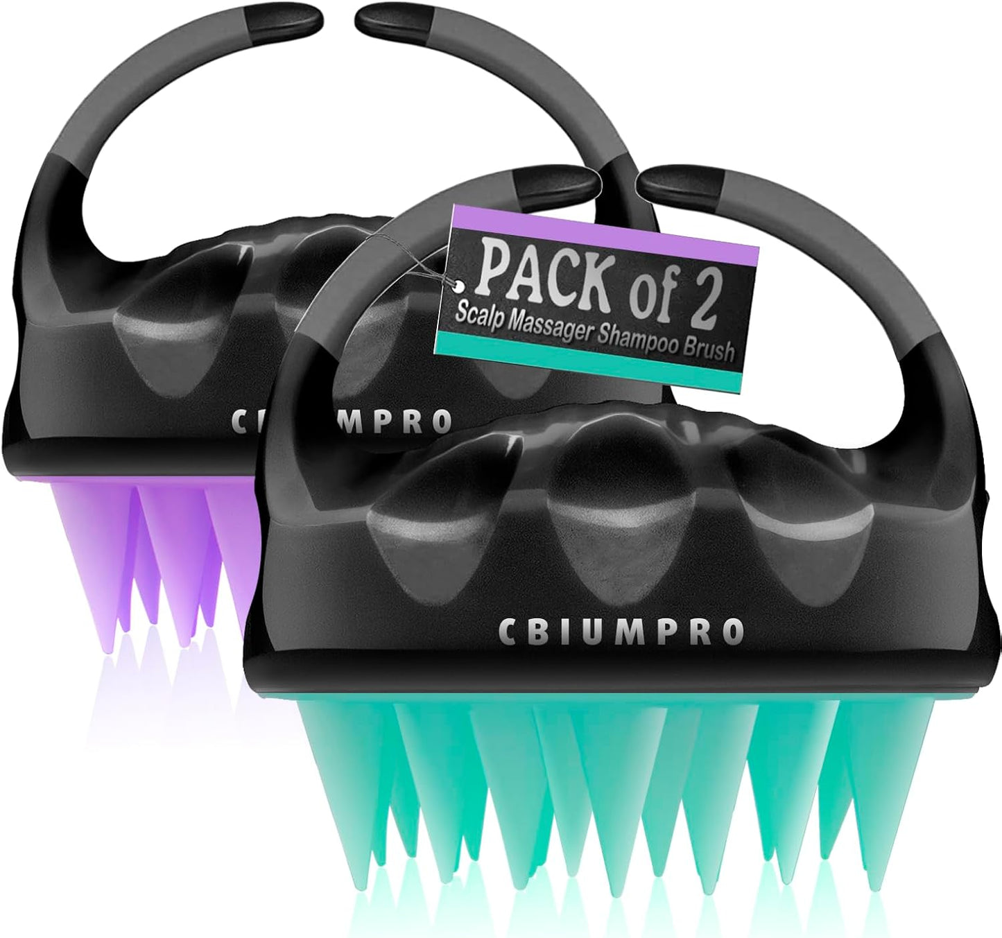Cbiumpro 2-Pack Scalp Massager Shampoo Brush, Ultra Soft Silicone Scalp Scrubber Exfoliator Brush for Hair Growth & Dandruff Removal - 100% Fit All Hair Types