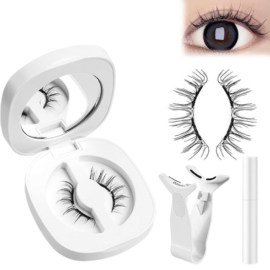 Lumentes Magnetic Eyelashes, Lumentes Magnetic Eyelashes with Applicator, Reusable No Glue Lashes, Natural Look Soft Comfortable Magnetic Lashes, Easy to Wear and Remove (Plume Black)