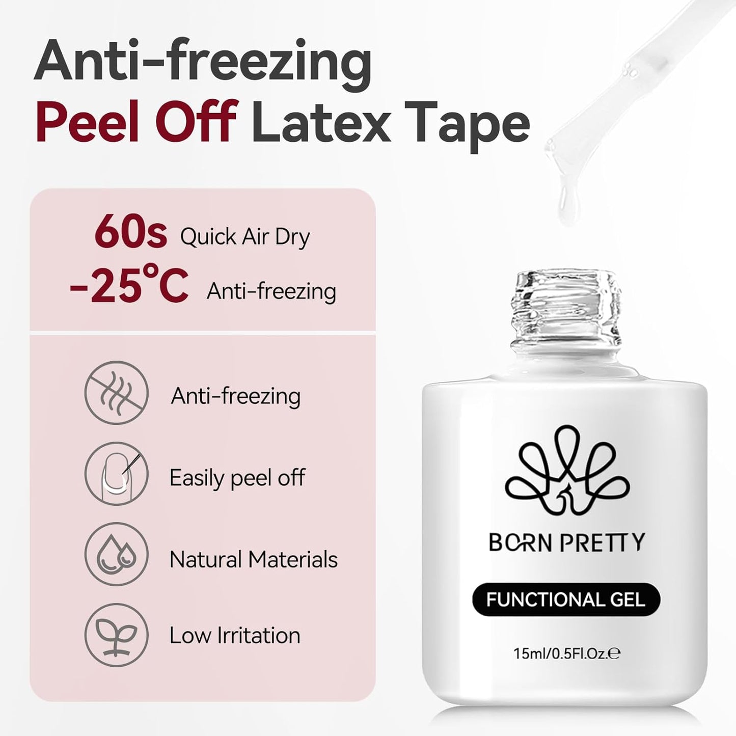 Born Pretty Liquid Latex for Nails,15ml Peel off Cuticle Guard for Nail Polish Air-Dry Liquid Latex Barrier Protector Nails Art Design