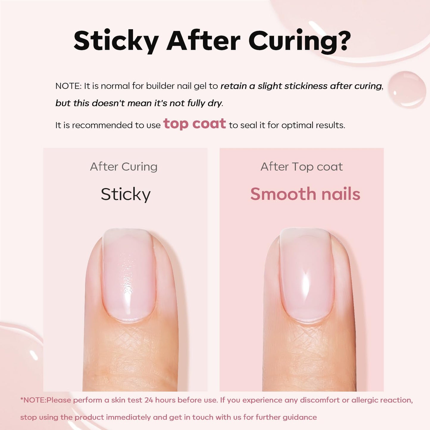 modelones Top Coat with Builder Nail Gel, Nude Pink Color Builder Top Nail Kit for Apex Building Thickening Extension, LED Lamp Cured Color Base Shine Finish Top Coat 10ml Home DIY Salon