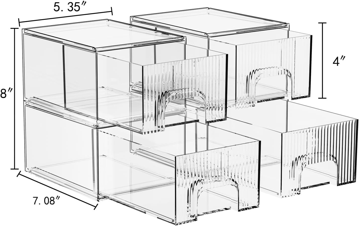 Clear Stackable Acrylic Storage Drawers Set – 4 Pack Modular Organizer for Vanity, Bathroom & Cabinets