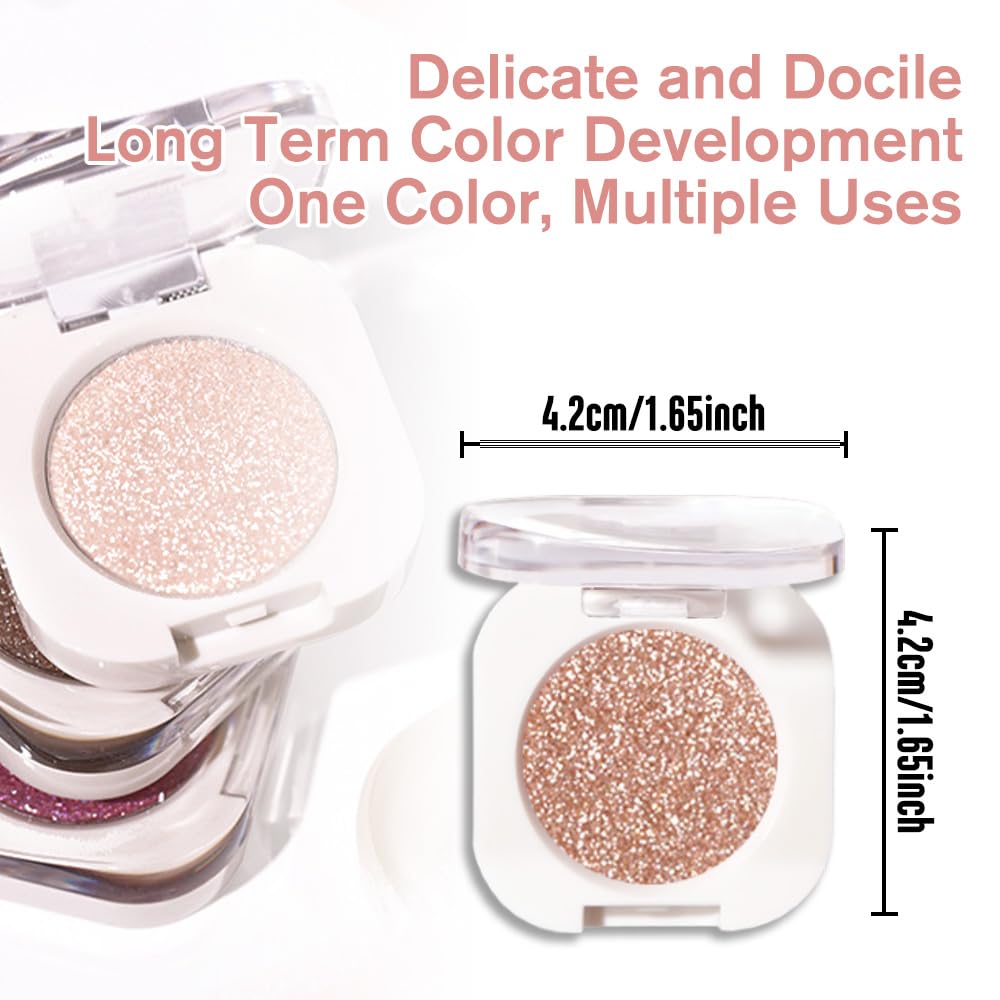 Light Brown Glitter Eyeshadow Palette for Women, Single Monochrome Eye Shadow Makeup, Shiny Pressed Powder, Blendable Natural sombras para ojos, Holographic,Vegan,Travel -9