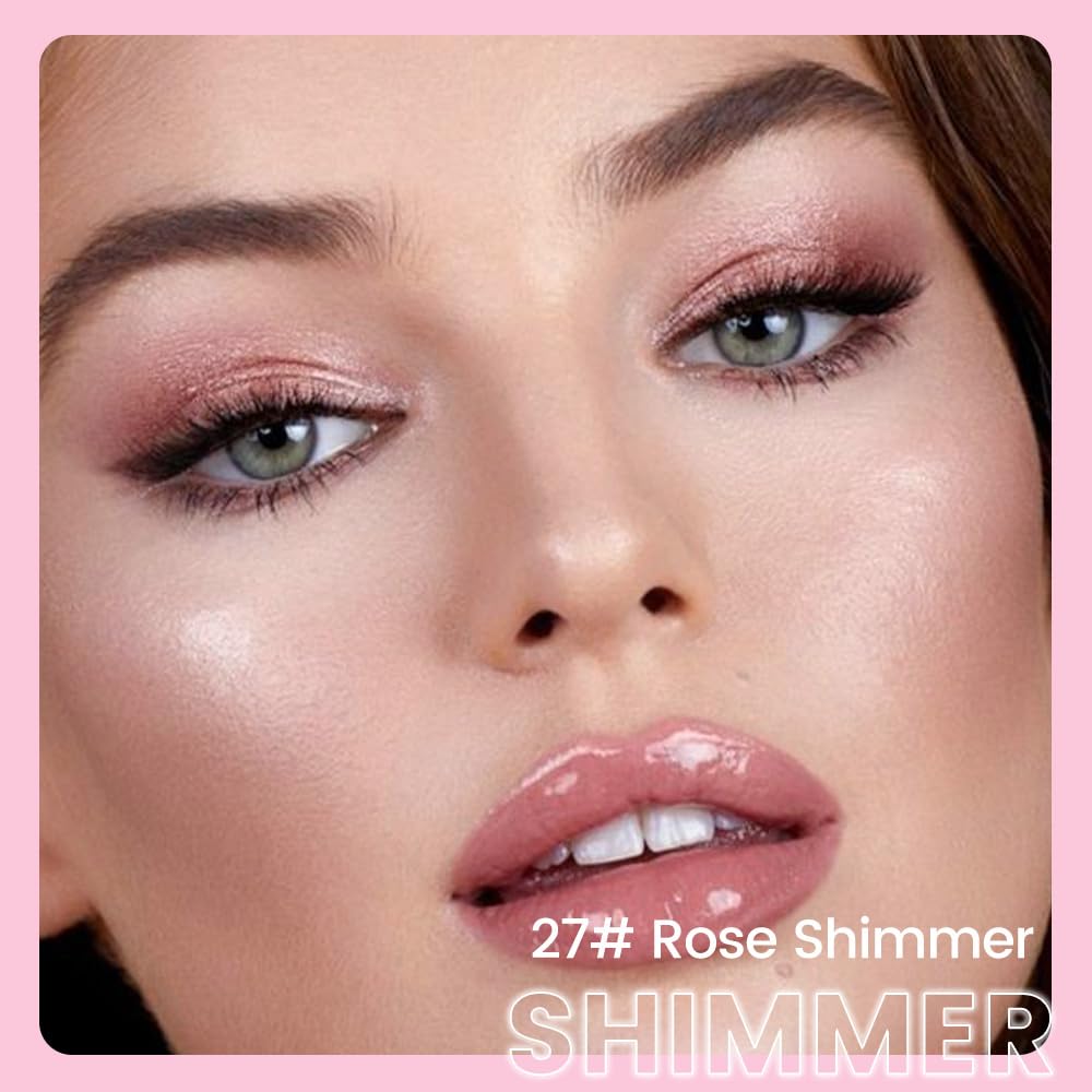 Kaely 2in1 Cream Eye Shadow Brightener Sticks for Eyes, Pencil Eyeshadow Applicator Stick Waterproof Pigmented, Eye Shadow Palette Highlighter Makeup, sombras para ojos, 27 Rose Shimmer