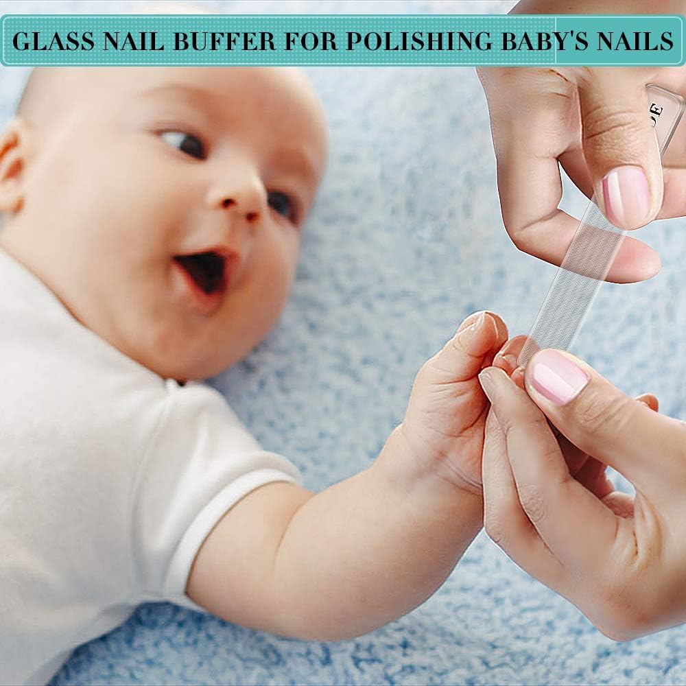 Glass Nail File - 2PC Upgrade Glass Nail Shiner for Natural Nails Nano Nail Buffers Crystal Polisher with Case, Professional Manicure Tools Kit for Acrylic Nail Care for Women and Girls