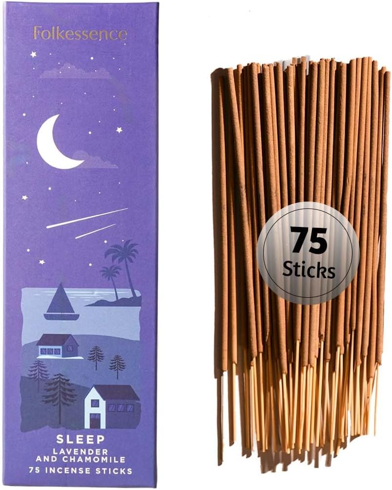Folkulture Incense Stick for Home | Pack of 75 (8") Non Toxic Insence-Sticks for Meditation with 45 Mins Burn Time | Organic Insence, Lavender Inscents-Sticks | Chamomile Inscent Stick for Gifts