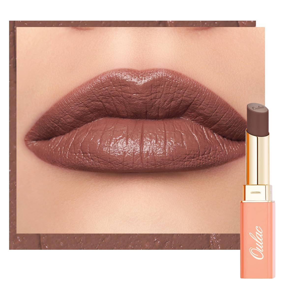 Oulac Color Rich Satin Lipstick - Greyish Brown Full Coverage Lip Color, Creamy Silky-Smooth, Moisturizing, Satin Matte Finish, Infused With Shea Butter, Vegan & Clean Beauty, 4g, SG12 Boundless