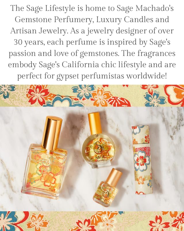 Amber Organic Perfume Oil Extract Roll-On by Sage- 1/4 oz, Vegan & Cruelty-Free, Earthy Scent, Amber, Blood Orange, Musk - Made in USA