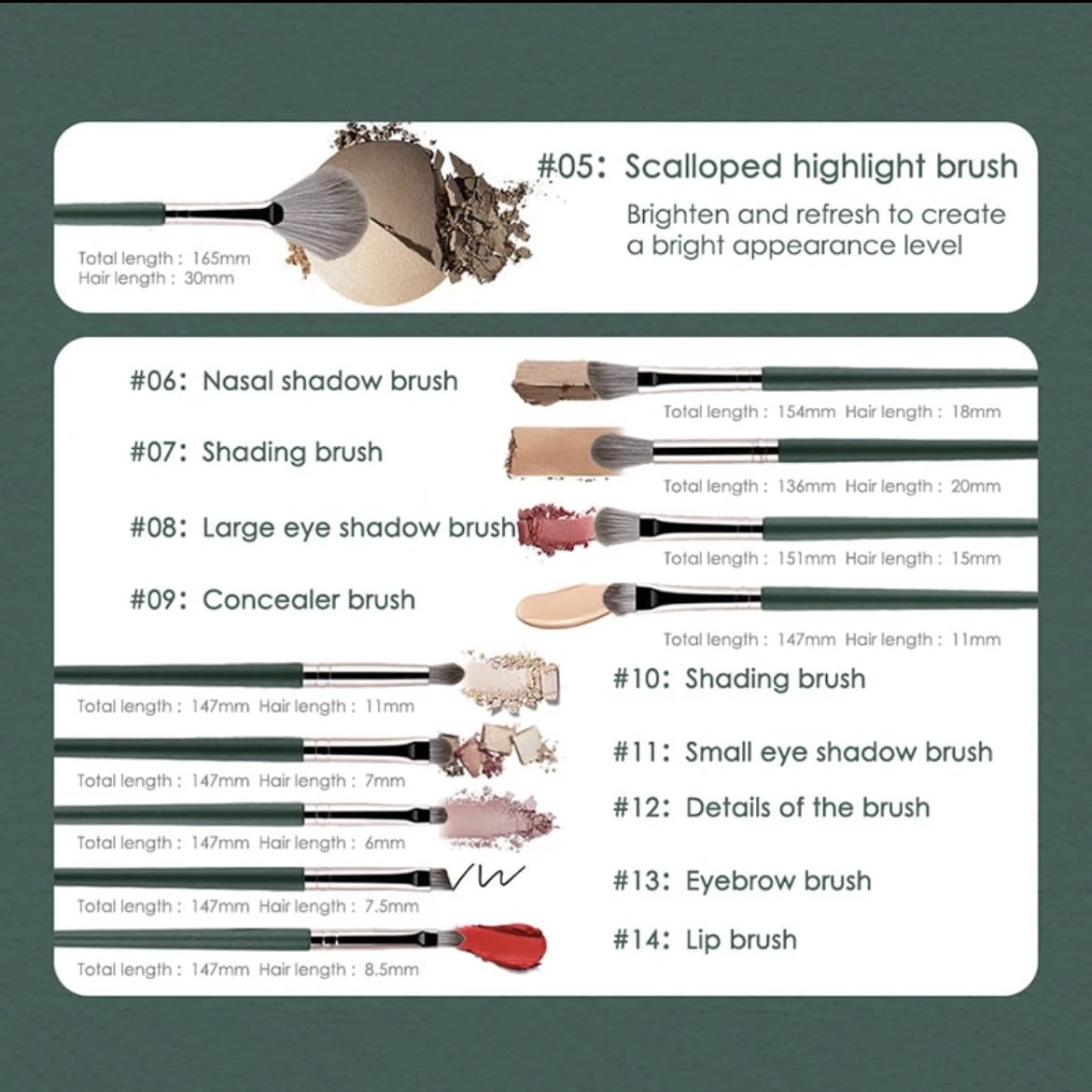 Aura Professional Makeup Brush Collection, Makeup Brushes 14pcs Premium Makeup Brushes Set Complete Cosmetic Brush Collection for Foundation Blending Powder
