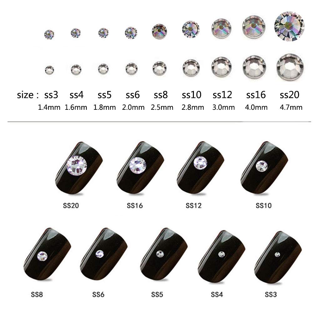 Rhinestones flat back gems round DIY decorative Nail Face and apparel accessories ss3-20 mix size(1440pcs blue moonlight)