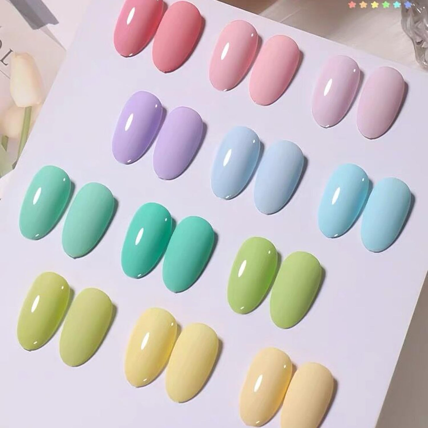 Vishine 48 PCS Pastel Gel Nail Polish Kit with UV Light Base and Matte Glossy Top Coat Nail Gel Polish Soak off Manicure Accessory Tools Suitable for All Seasons