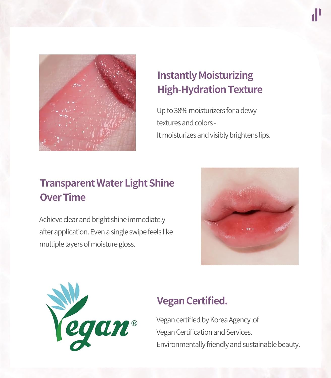 Heart Percent Dote On Mood Pure Glow Tint, Watery & Lightweight Moisturizing Lip Stain Long Lasting Liquid Lipstick 6.8g, 16.Geek & Mauve