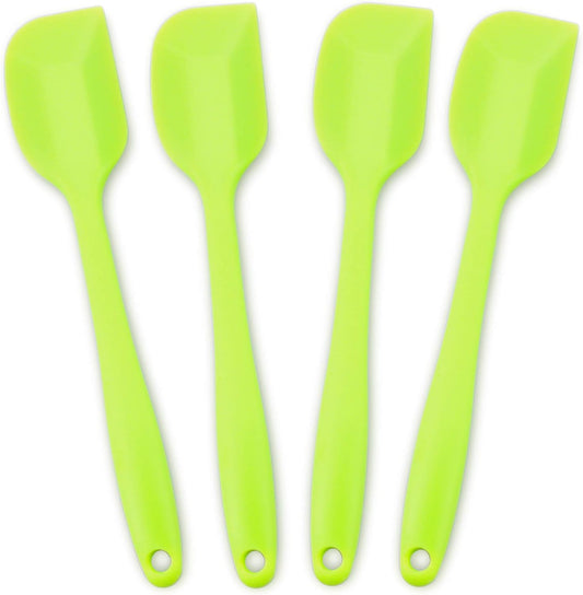 Silicone Spatula 4-piece Set, Heat-Resistant Non-stick Rubber Spatulas with Stainless Steel Core, Green