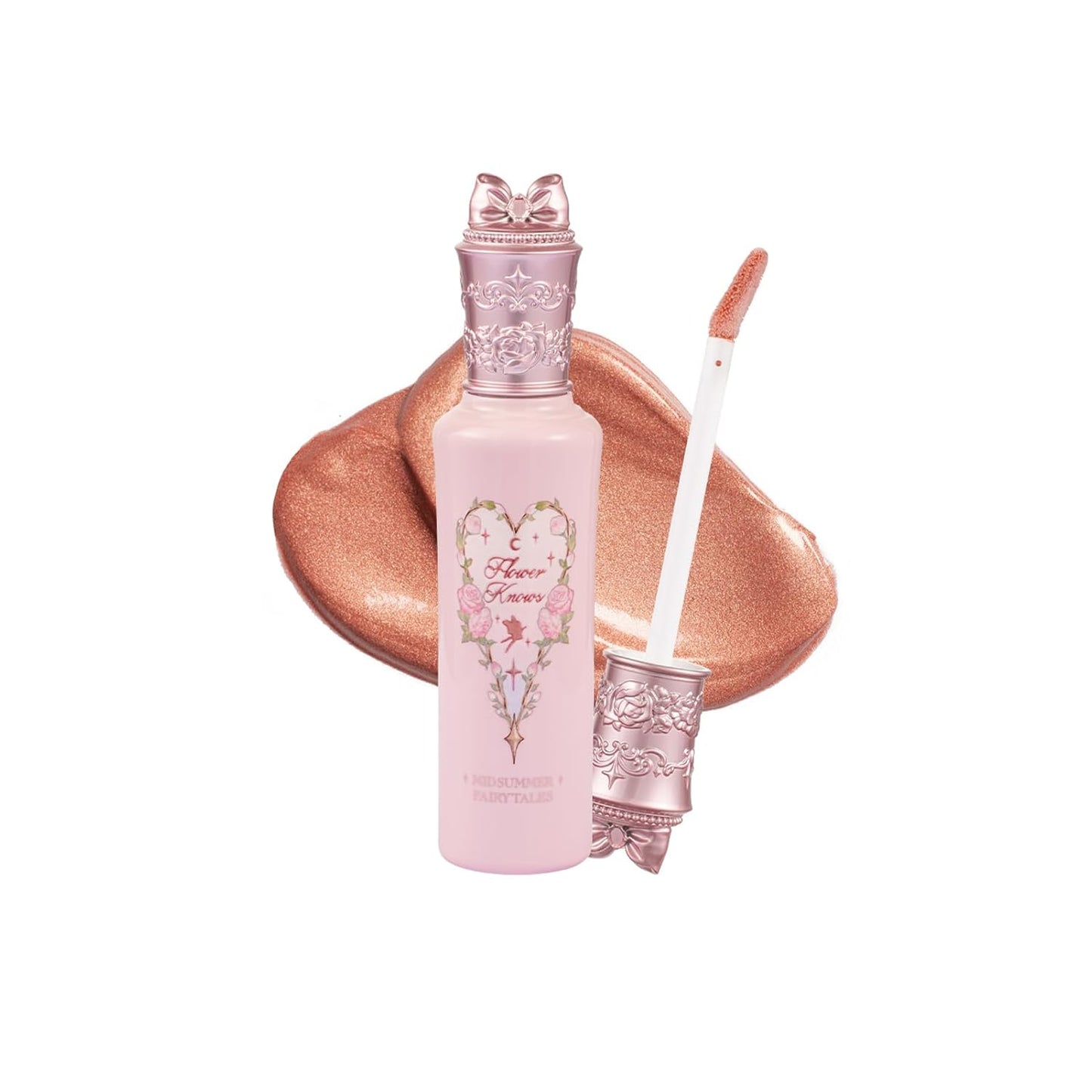 Flower Knows Midsummer Fairytales Liquid Highlighter,Gold Bronze Glitter Highlighter Makeup,Face & Body Illuminator,Blendable & Long-lasting face Highlighter for All Skin Tones(02 Sunset Forest)