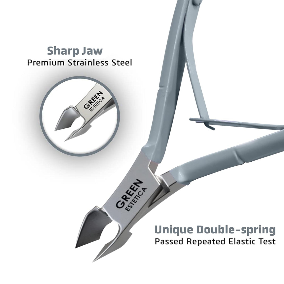 Professional Cuticle Trimmer Nail Cuticle Cutter Stainless Steel Cuticle Nippers with Sharp Blades of Cuticle Remover Clippers Manicure Tools Double Spring for Nail Care Pedicure Nail Tools (Gray)