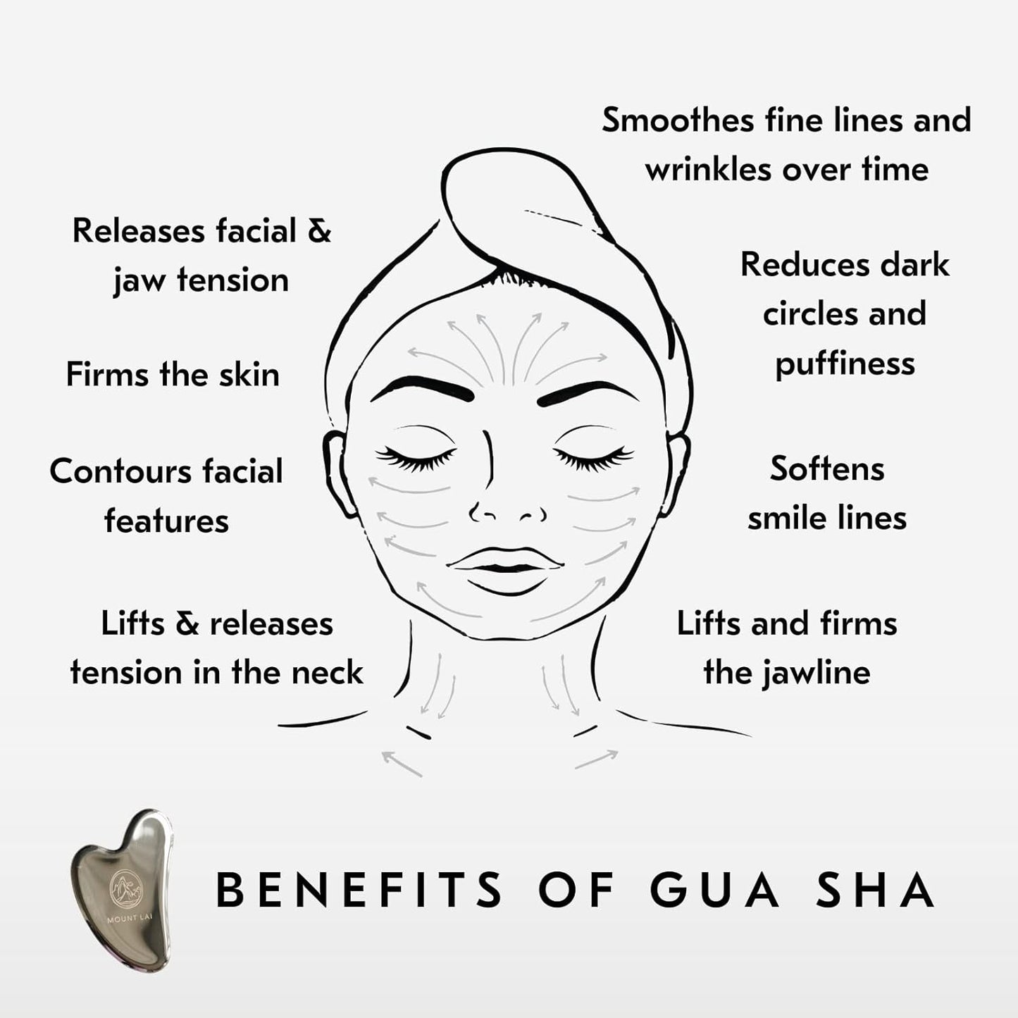Mount Lai Stainless Steel Gua Sha Facial Tool – The Element of Refinement – Professional Grade Steel Face Sculpting Tool for Lymphatic Drainage, Puffiness Reduction & Refined Results