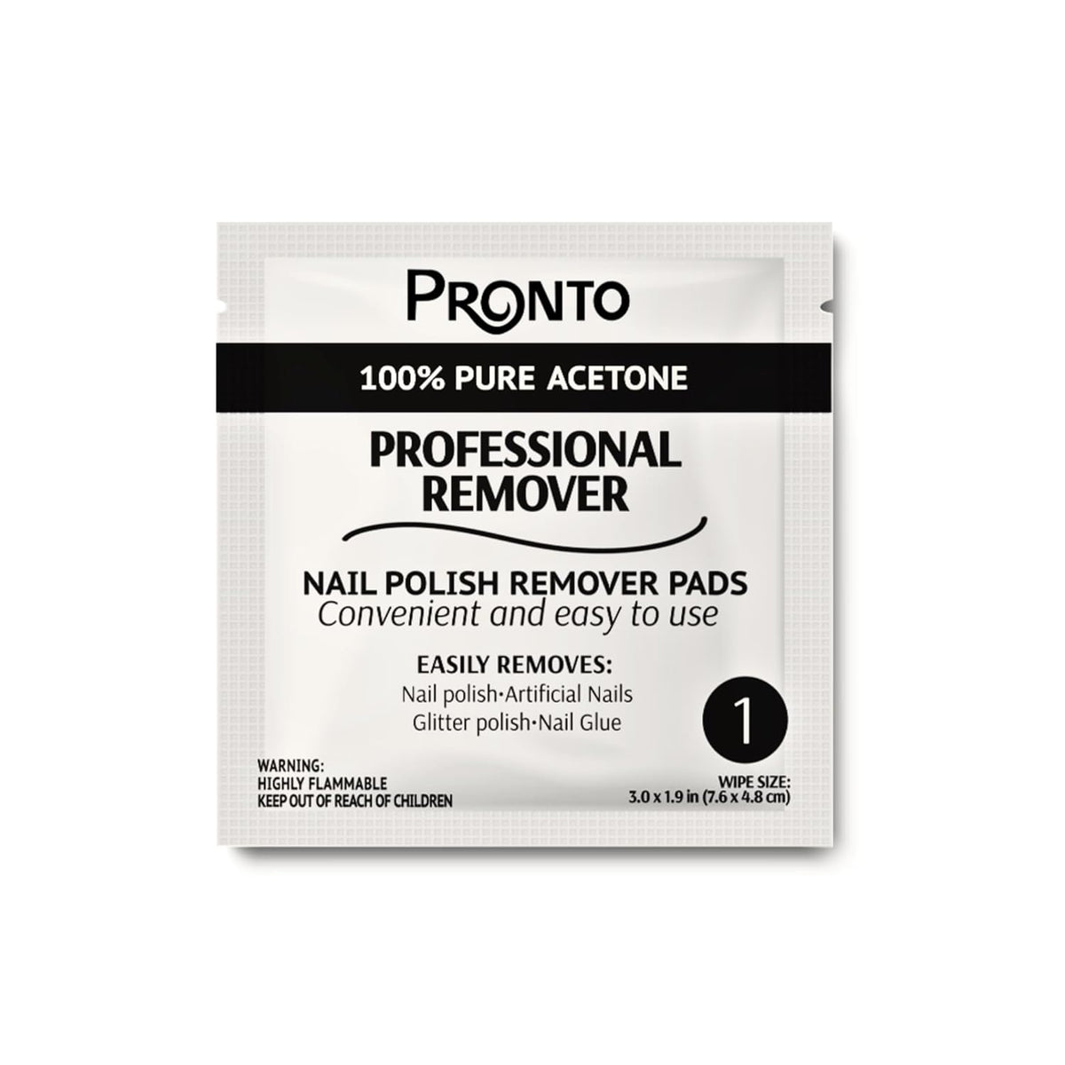 Pronto Pure Acetone Nail Polish Remover Pads, Individual 100 Pcs Nail Soak Off Pads for Gel Nail Polish, Nail Polish Remover Wipes for Quick Professional Nail Polish Removal Nail Pad For Salon & Home