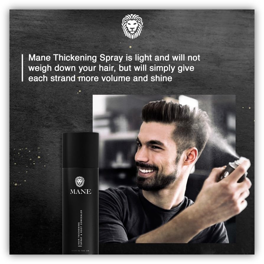 Hair Thickening Fiber Spray by Mane (100ml, Medium Brown)