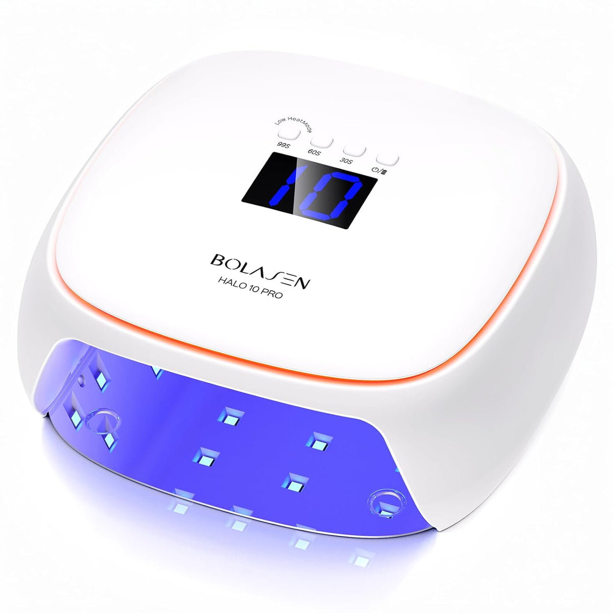 BOLASEN Cordless Rechargeable UV LED Nail Lamp, 60W Gel Nail Light with Ceramic Technology, Portable Wireless LED Nail Dryer with Metal Base, Professional Curing Lamp with Atmosphere Light, HALO 10PRO