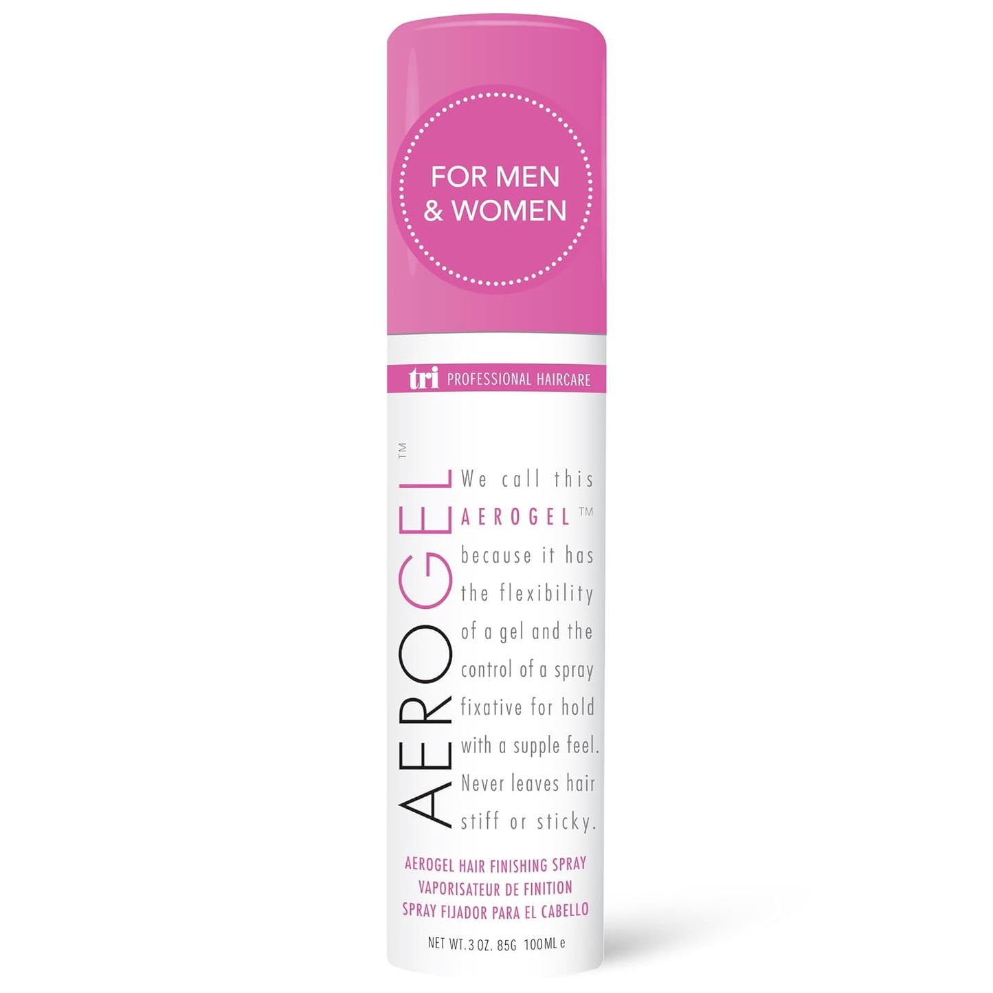 TRIDESIGN Aerogel Hairspray - Strong Hold Hair Finishing Spray for Volumizing & Control, Flexible Styling for All Hair Types, Non-Sticky and Scented - For Women and Men - Travel Size Pack of 1 (3 Oz)