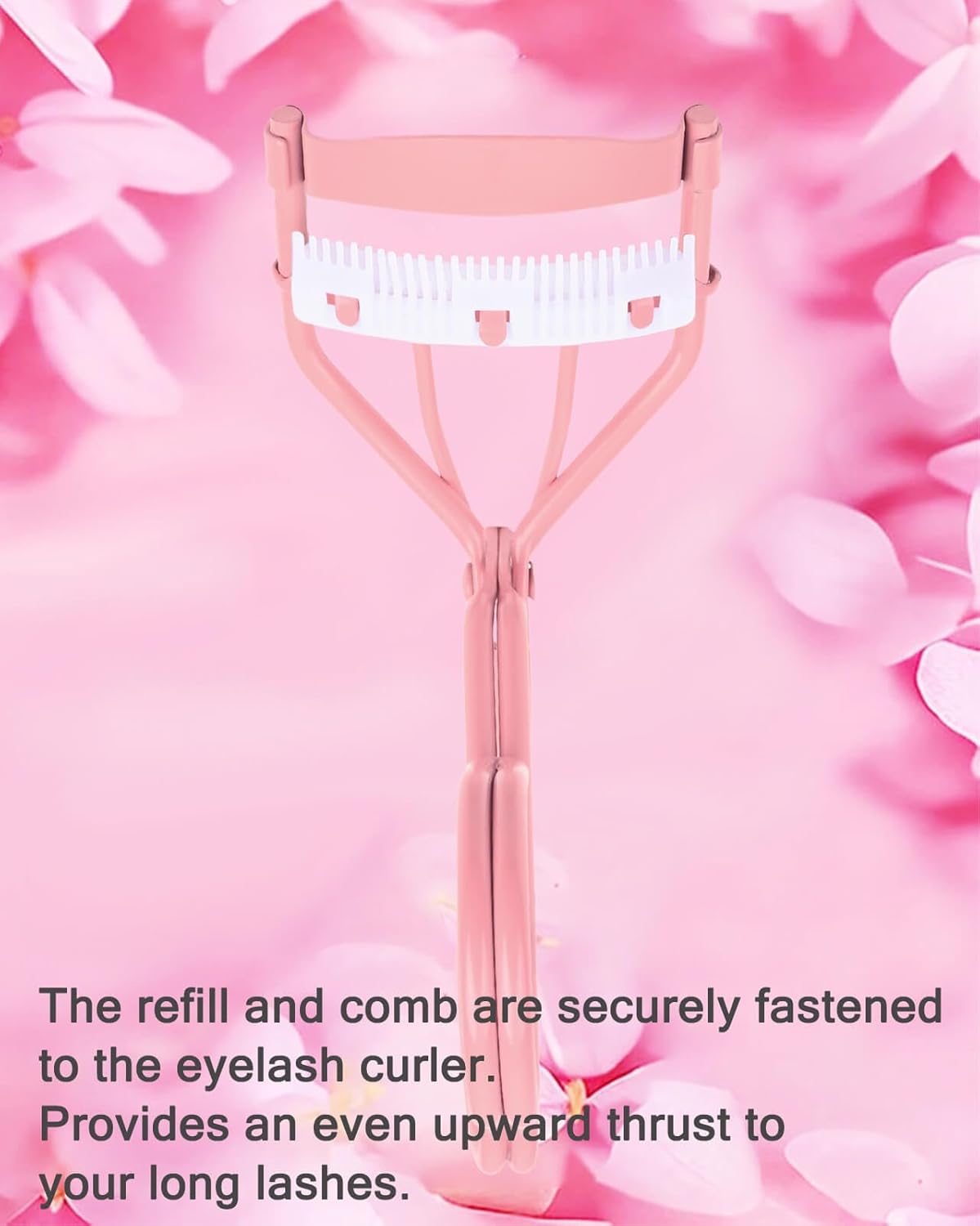 Eyelash Curlers with Comb IMMER LIEBEN Fashion Cute Eye Lash Curler with 3 Combs, 3 Refill, 10 Seconds for Long-Lasting Curl Pink