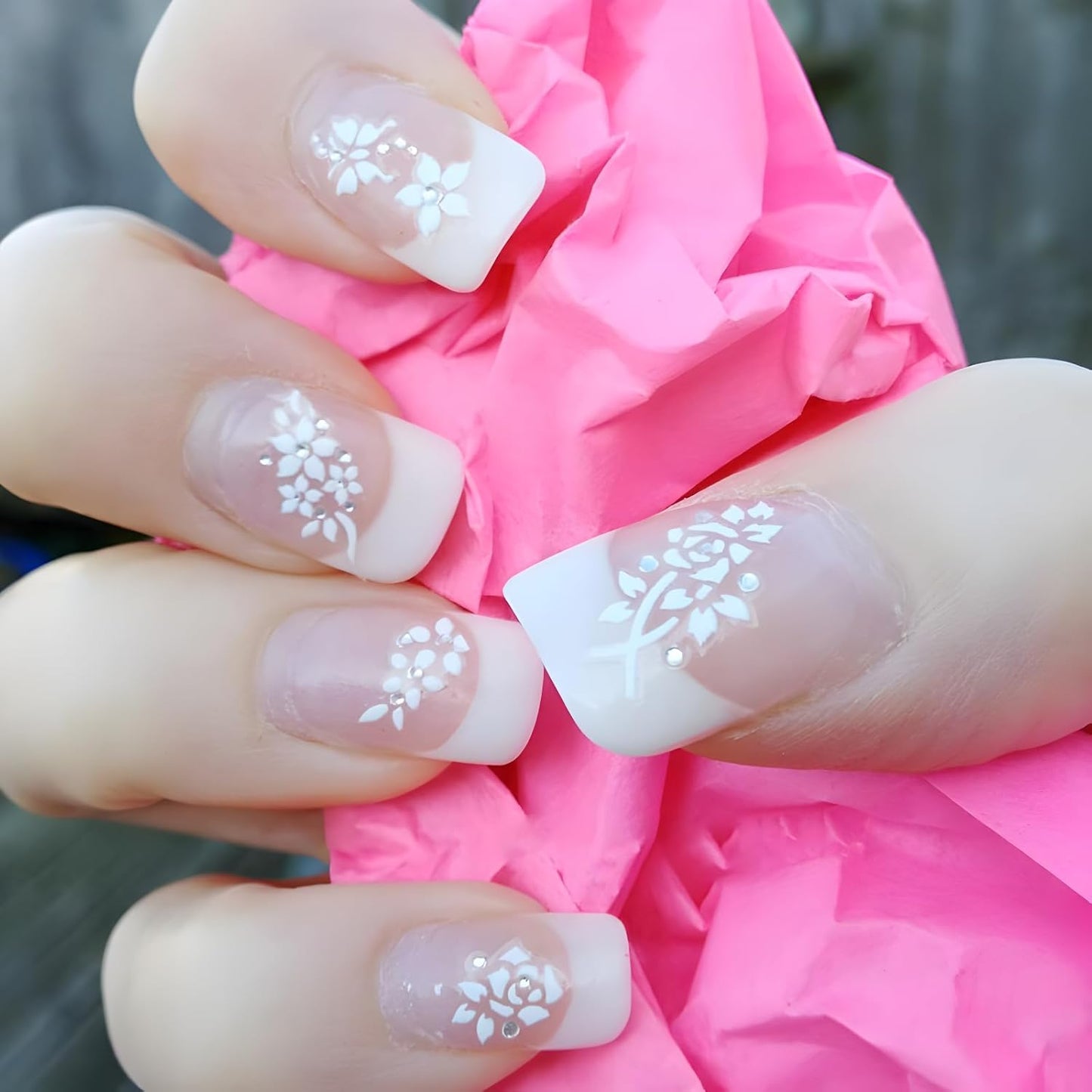 30 Sheets White Flower Nail Art Stickers - 3D Self Adhesive Daisy Decals for Spring Nail Art - Floral Supplies for Women and Girls