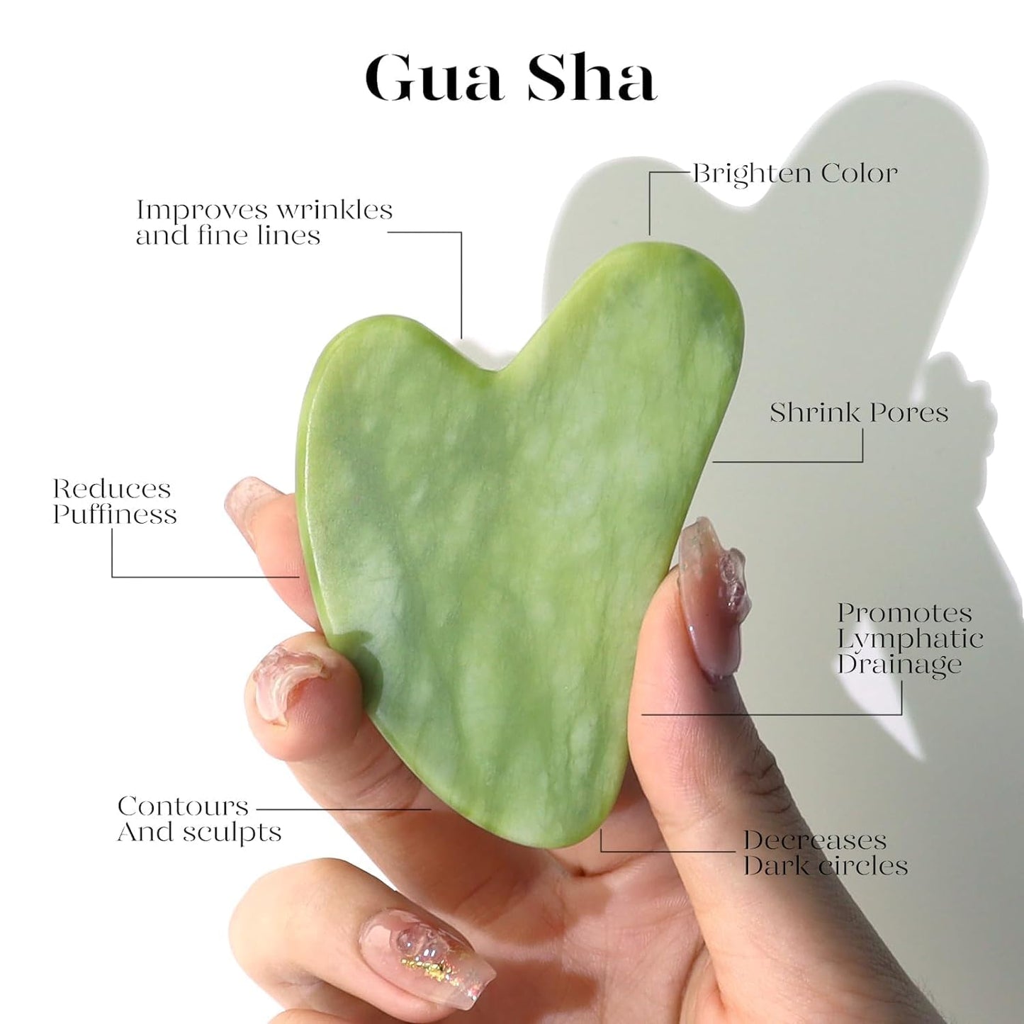 BAIMEI Jade Face Roller & Gua Sha, Facial Beauty Skin Care Tools, Self Care Gift for Men Women, Massager for Face, Eyes, Neck, Relieve Fine Lines and Wrinkles - Green